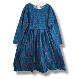 Vintage 90's/Y2K Hanna Andersson 130cm US 8 Blue Floral Cotton Dress